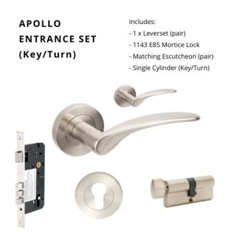 Zanda Apollo Round Entrance Key/Turn Lever Brushed Nickel