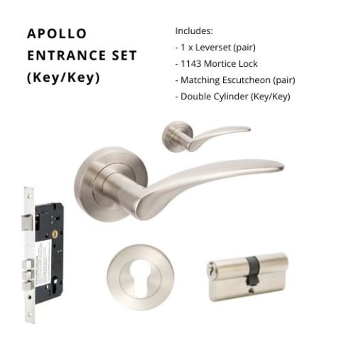 Zanda Apollo Round Entrance 70mm Key/Key Lever Brushed Nickel