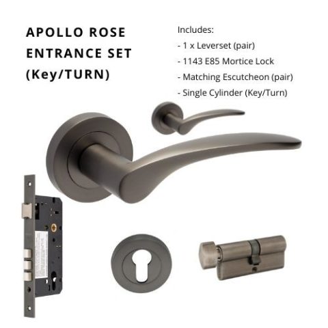 Zanda Apollo Round Entrance 70mm Key/Turn Lever Graphite Nickel