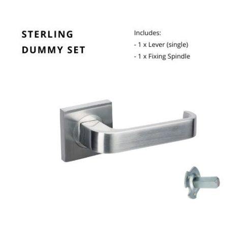 Zanda Sterling Square Left Hand Dummy Lever Satin Chrome