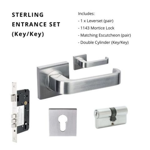 Zanda Sterling Square Entrance Set Key/Key Satin Chrome