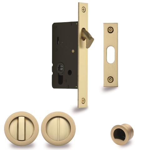 Zanda Visca Privacy Sliding Door Pull Satin Brass