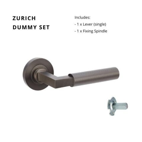 Zanda Zurich Round Dummy Left Hand Lever Graphite Nickel