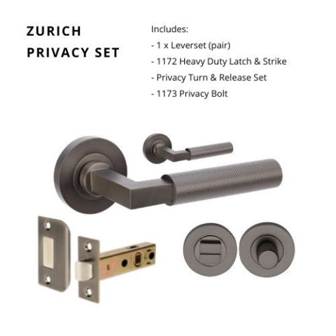 Zanda Zurich Round Privacy Lever Set Graphite Nickel